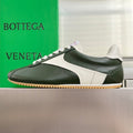 Bottega  Veneta BV Shot Unisex Slim Leather Retro Sneakers  white Bark Green
