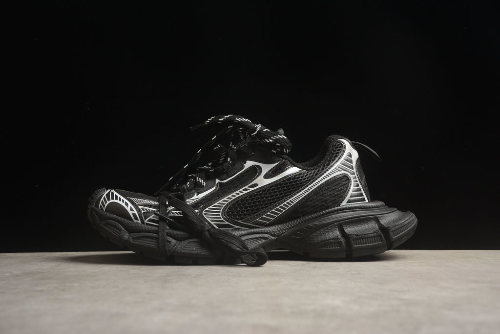 Balenciaga 3XL Unisex Sneakers – Distressed Chunky Style BLACK/BLACK SILVER