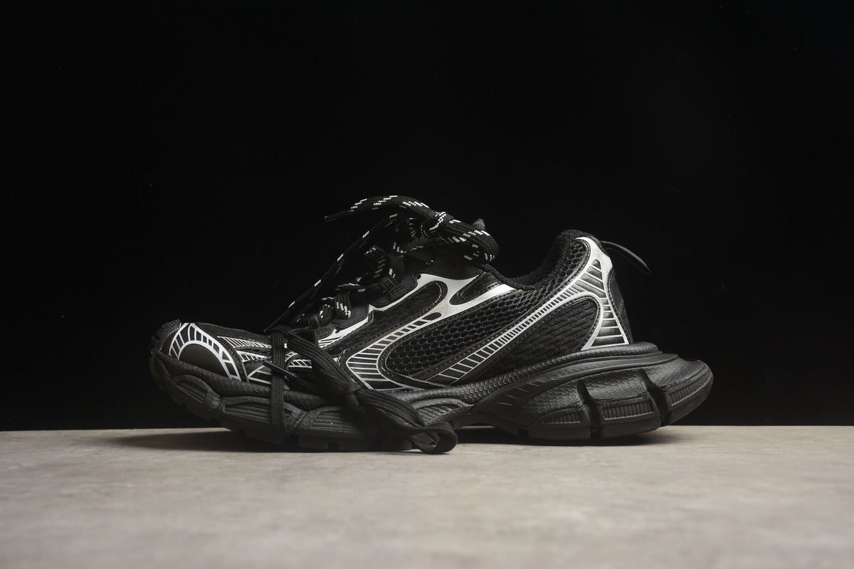 Balenciaga 3XL Unisex Sneakers – Distressed Chunky Style BLACK/BLACK SILVER
