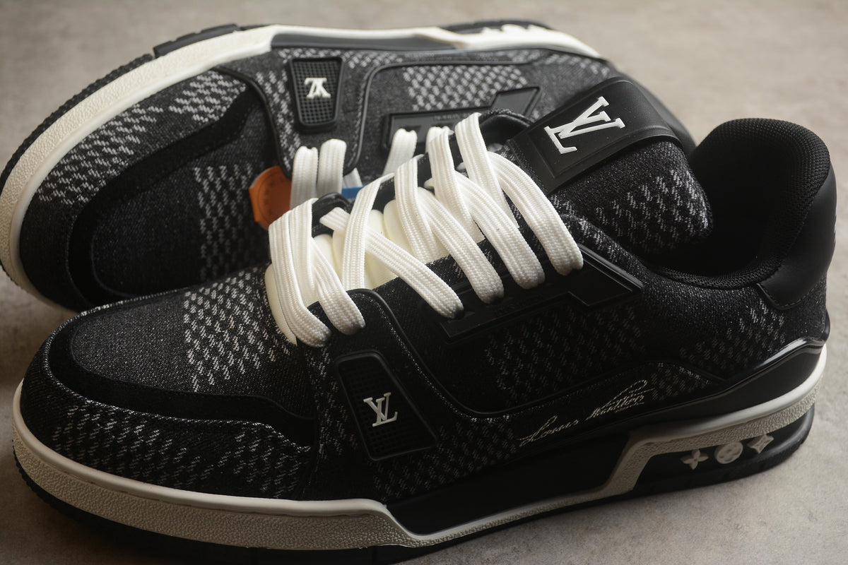 Louis Vuitton LV Trainer Leather Sneaker Unisex Black Knit Monogram