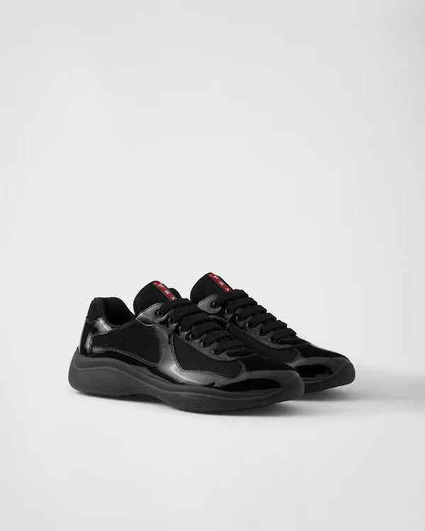 Prada America's Cup Low Top Sneakers  Leather Mesh Casual Walking Shoes Unisex black