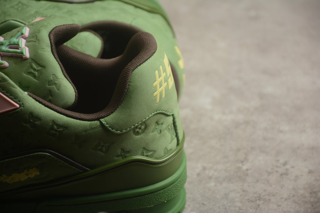 Louis Vuitton LV Trainer Leather Sneaker Green Monogram Embossed Unisex