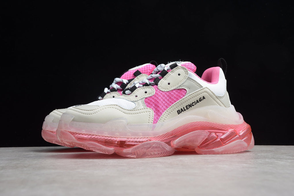 Balenciaga Triple S Thick Sole Running Sneakers for Men and Women White Hot Pink Pink