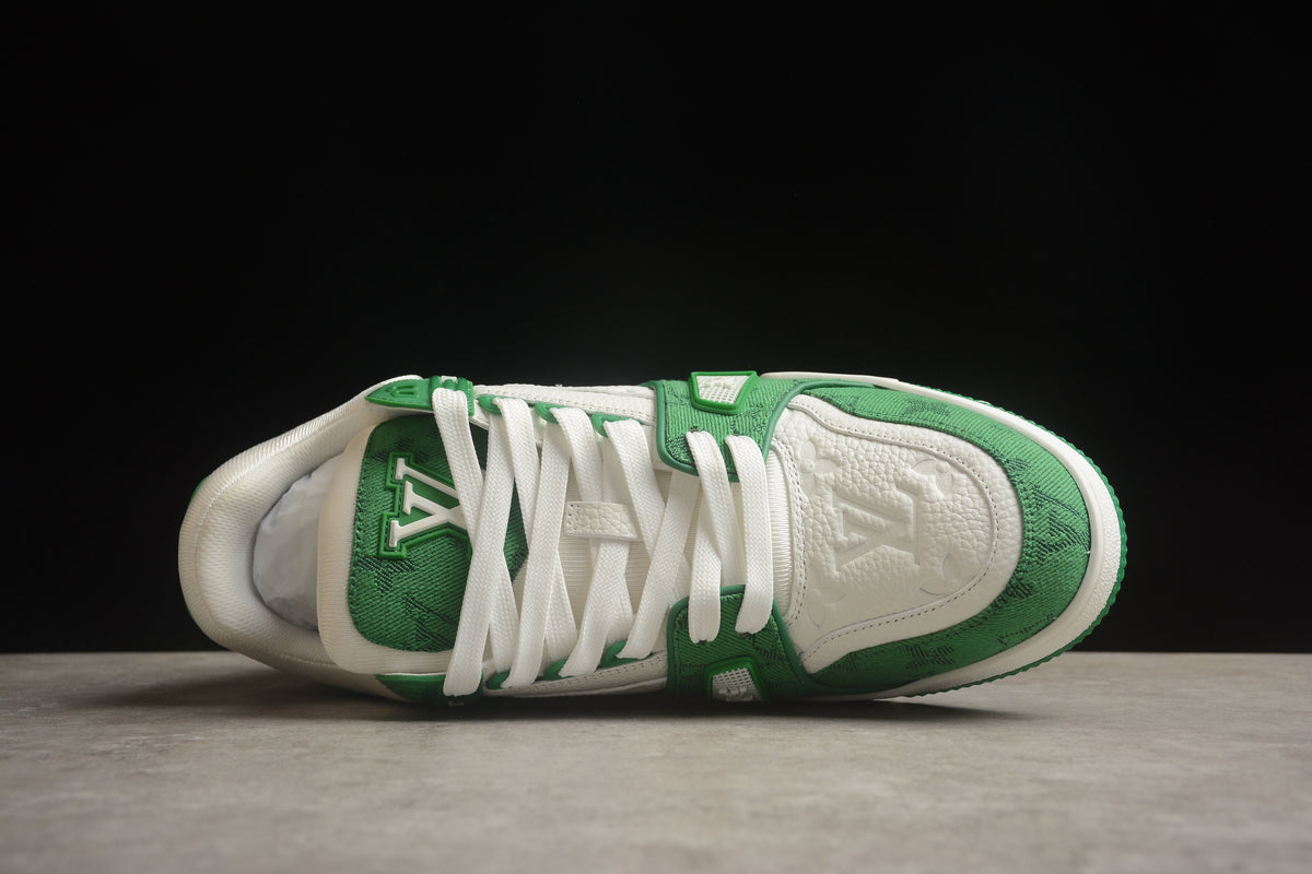 Louis Vuitton LV Trainer Leather Sneaker Unisex White Green