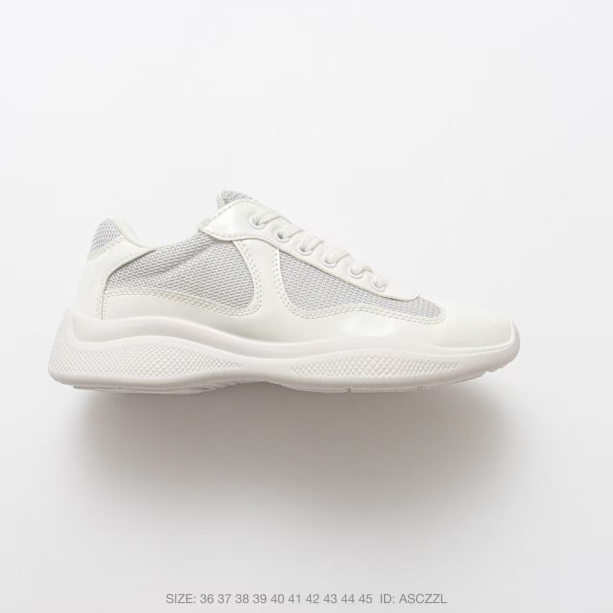 Prada America's Cup Low Top Sneakers  Leather Mesh Casual Walking Shoes Unisex Off White & Silver