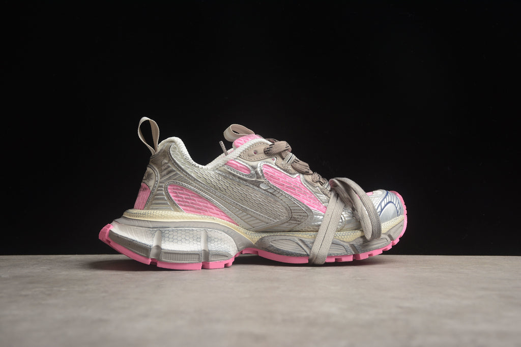 Balenciaga 3XL Unisex Sneakers – Distressed Chunky Style Silver / Pink