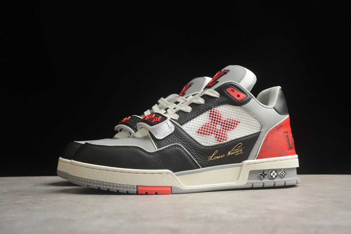 Louis Vuitton LV Trainer Leather Sneaker Black Grey Red Mesh Unisex