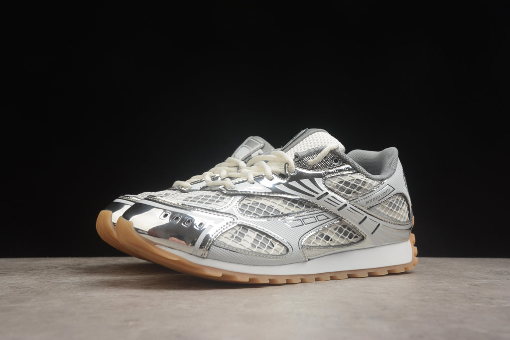 Bottega Veneta Orbit Runner Unisex  Low-Top Sneakers Silver / White