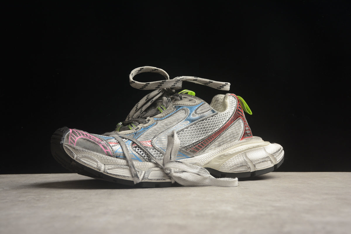 Balenciaga 3XL Unisex Sneakers – Distressed Chunky Style WHITE/RED/BLUE