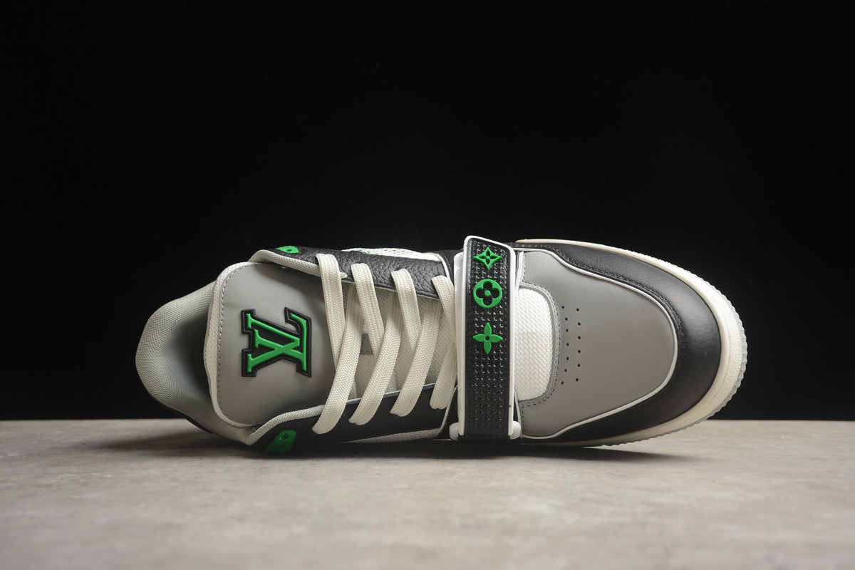 Louis Vuitton LV Trainer Leather Sneaker Unisex Grey Black Green