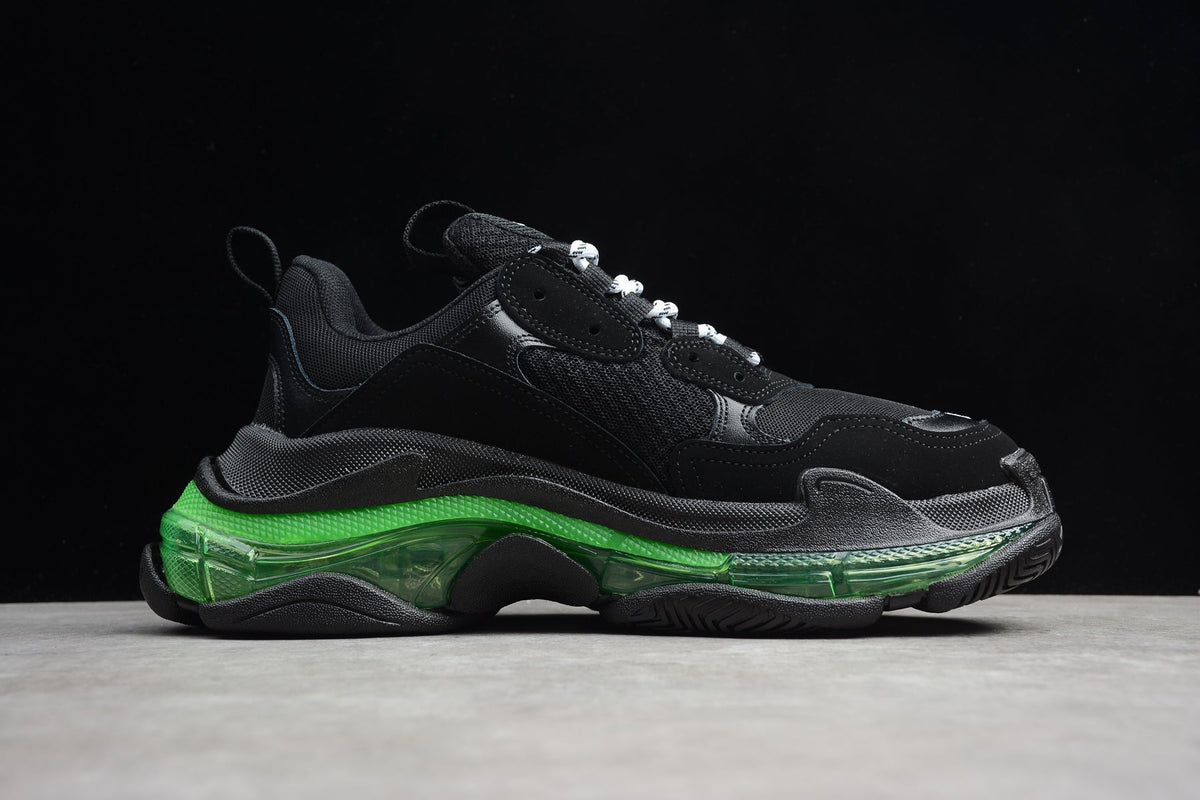 Balenciaga Triple S Thick Sole Running Sneakers for Men and Women Black Green