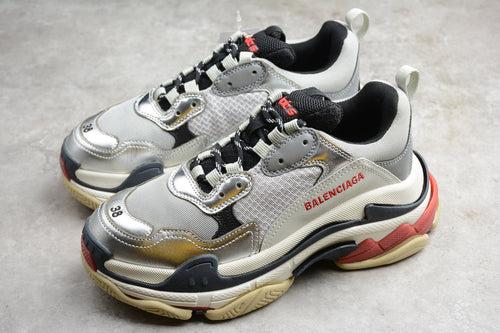 Balenciaga Triple S Thick Sole Running Sneakers for Men and Women Silver Grey