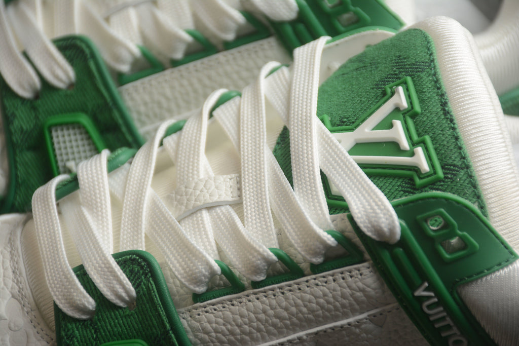Louis Vuitton LV Trainer Leather Sneaker Unisex White Green