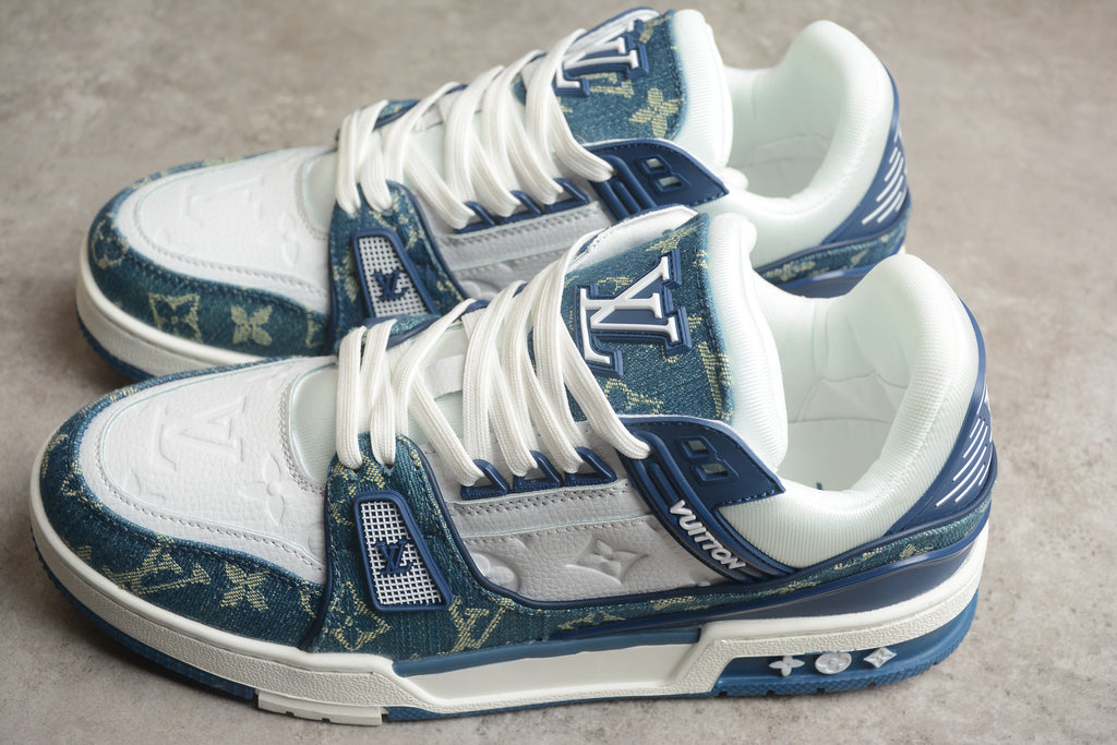 Louis Vuitton LV Trainer Unisex Casual Sneakers-Denim Blue