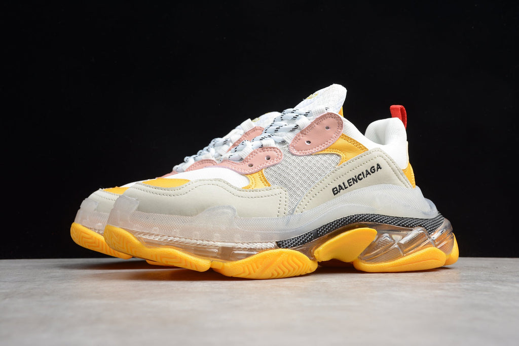 Balenciaga Triple S Thick Sole Running Sneakers for Men and Women Yellow Pink Multi-Color