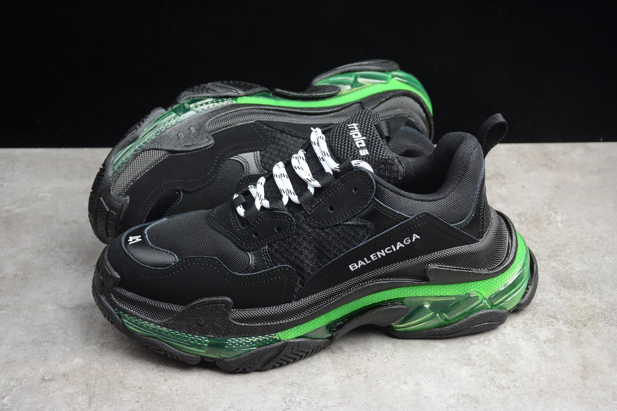 Balenciaga Triple S Thick Sole Running Sneakers for Men and Women Black Green