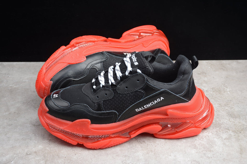 Balenciaga Triple S Thick Sole Running Sneakers for Men and Women Black Red