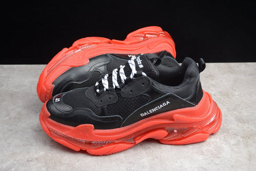 Balenciaga Triple S Thick Sole Running Sneakers for Men and Women Black Red