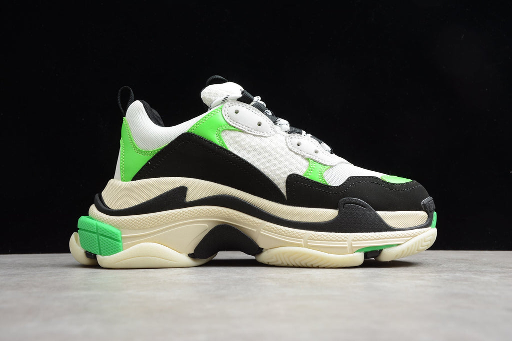 Balenciaga Triple S Thick Sole Running Sneakers for Men and Women White Fluorescent Green Black