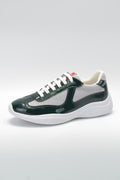 Prada America's Cup Low Top Sneakers  Leather Mesh Casual Walking Shoes Unisex White/green