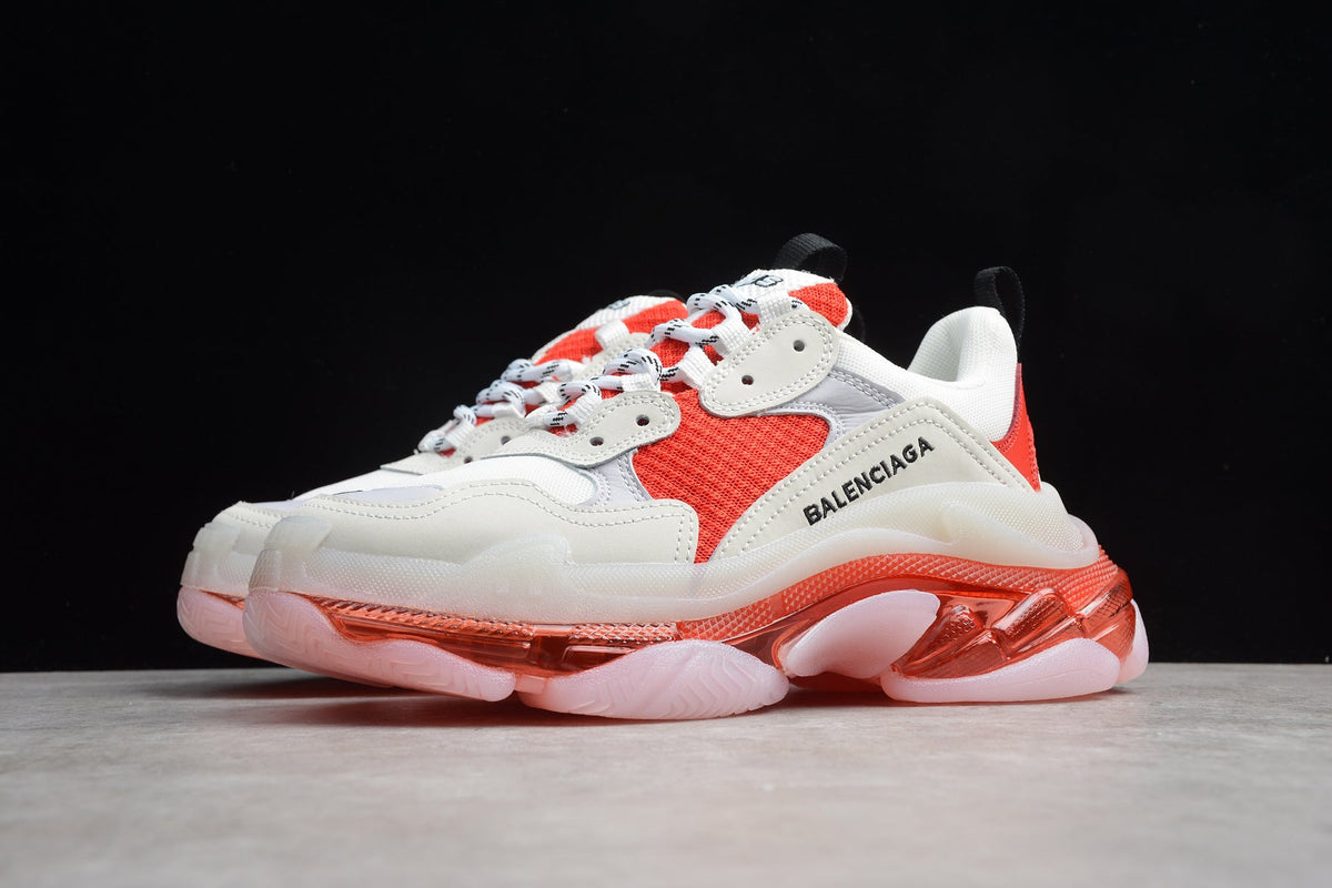 Balenciaga Triple S Thick Sole Running Sneakers for Men and Women White Red