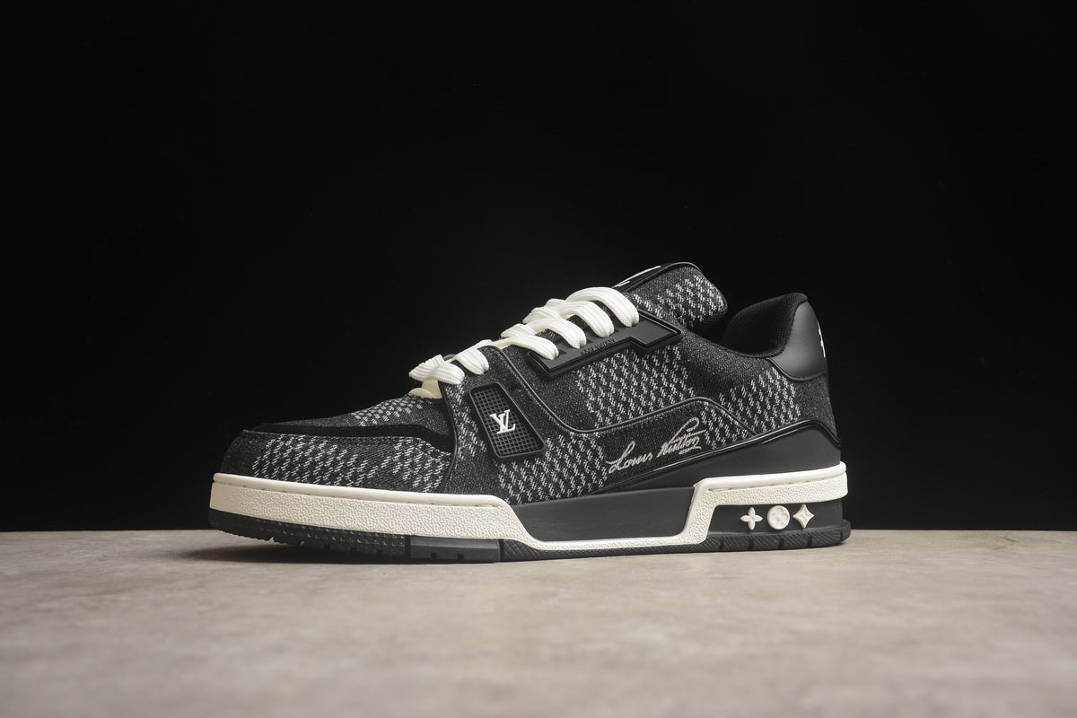 Louis Vuitton LV Trainer Leather Sneaker Unisex Black Knit Monogram