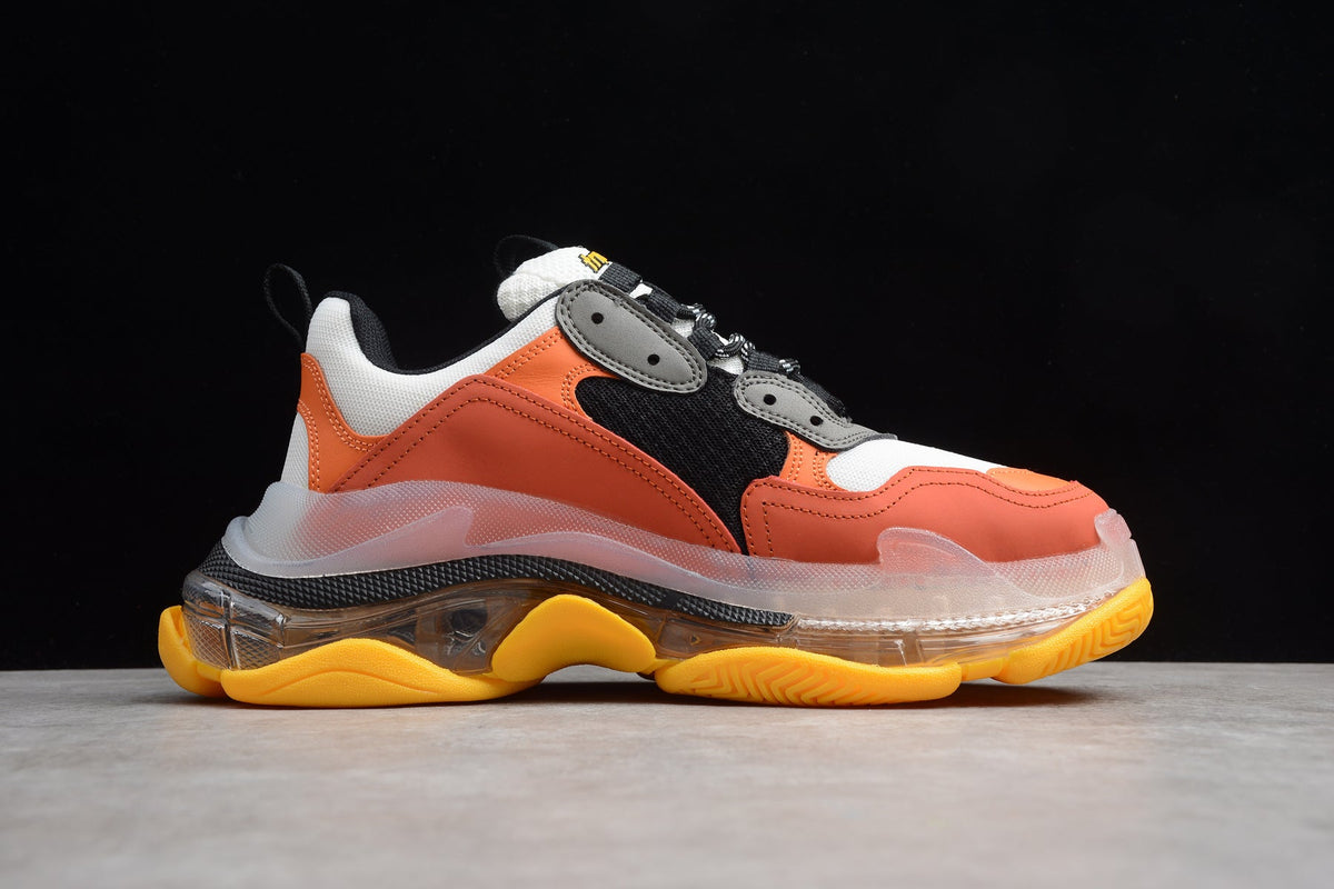 Balenciaga Triple S Thick Sole Running Sneakers for Men and Women Orange White Black