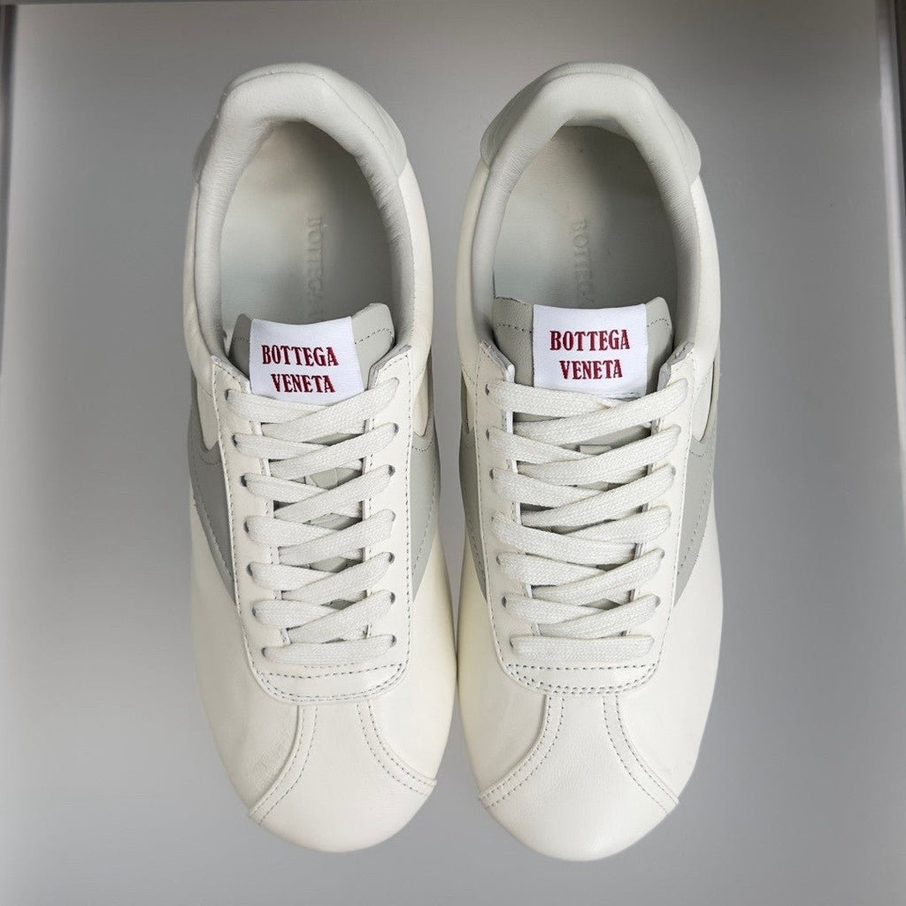 Bottega  Veneta BV Shot Unisex Slim Leather Retro Sneakers  Alabaster / Silica Gray