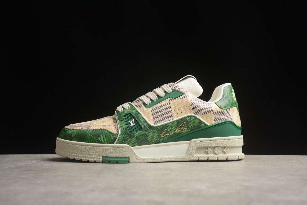 Louis Vuitton LV Trainer Leather Sneaker Green Checkerboard Unisex