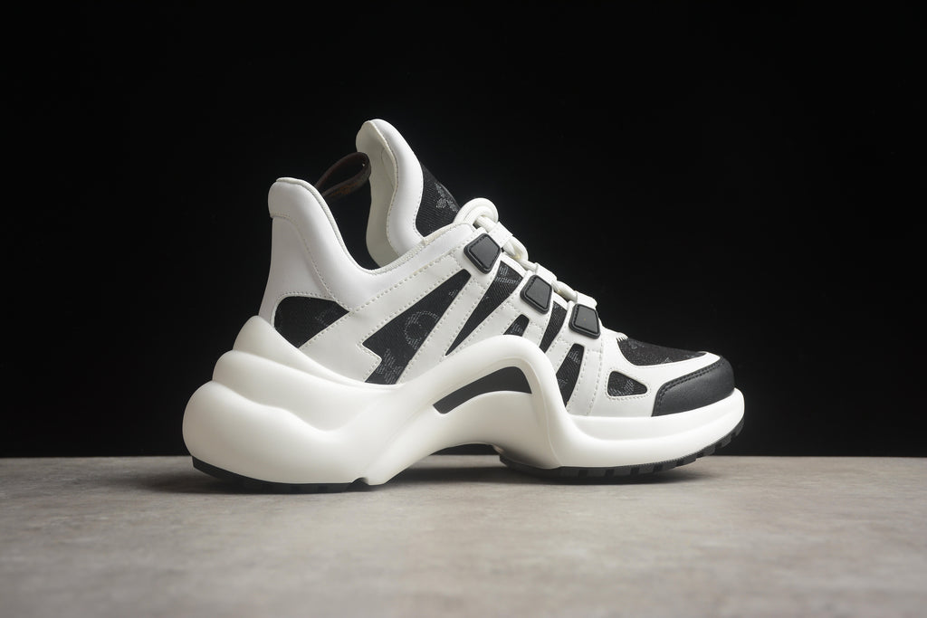 Louis Vuitton LV Archlight  Leather Sneaker Unisex Black White Monogram