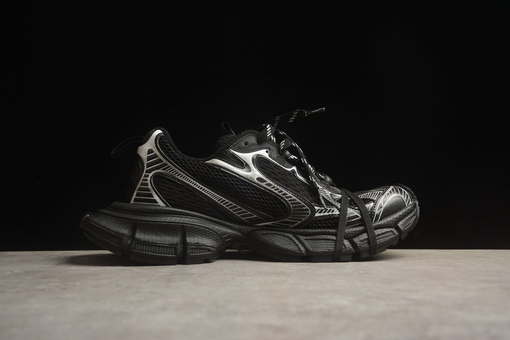 Balenciaga 3XL Unisex Sneakers – Distressed Chunky Style BLACK/BLACK SILVER