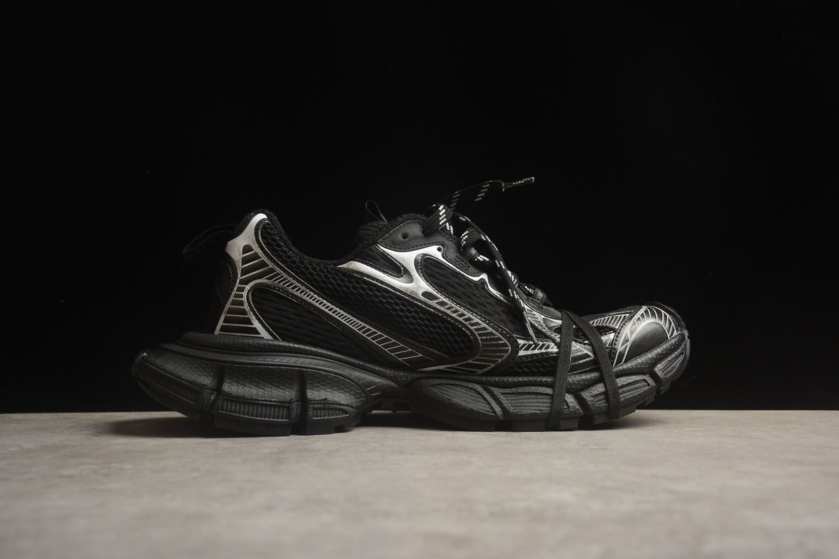 Balenciaga 3XL Unisex Sneakers – Distressed Chunky Style BLACK/BLACK SILVER
